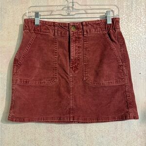 American Eagle Skirt Size 4 Hi-Rise A-Line Super Stretch Burgundy Corduroy